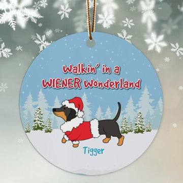 Dog Christmas Dachshund Wiener Wonderland - Personalized Dog Decorative Christmas Ornament