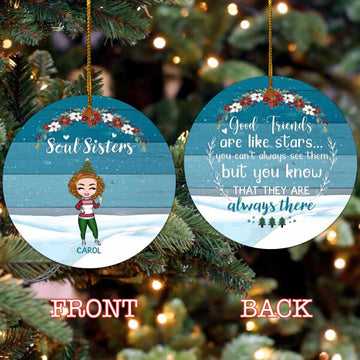 Soul Sisters - Personalized Two-Sided Ceramic Ornament - Christmas Gift For Friends