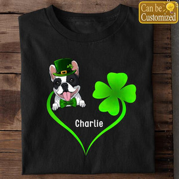 St. Patrick's Day Dog Green Clover Irish Personalized Shirt - Funny Dog Loves Custom T-Shirt - St Patricks Day Shirts