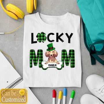 Personalized Lucky Dog Mom Irish St Patrick's Day T Shirt Funny Dog Lover Shirt