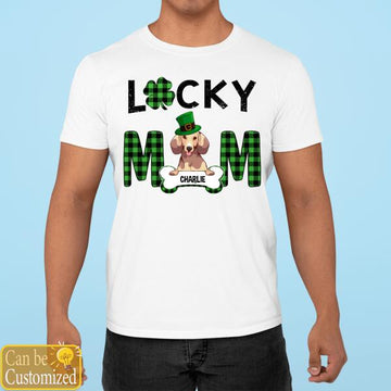 Personalized Lucky Dog Mom Irish St Patrick's Day T Shirt Funny Dog Lover Shirt