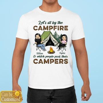 Let's Sit By The Campfire Husband Wife Camping - Couple Gift - Personalized Custom T-Shirt - Camper Shirts