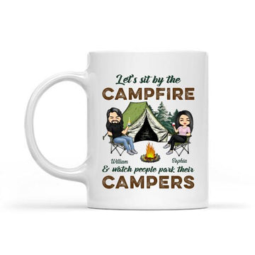 Let's Sit By The Campfire Husband Wife Camping Mug - Couple Gift - Personalized Custom Mugs - Camper Mug
