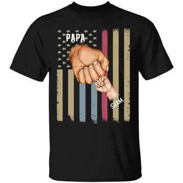 Dad Grandpa Papa Father's Day Shirt Personalized Holding Hands Grandfather and Grandchildren Customized Name Fathers Tee