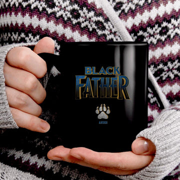 Black Father Panther Personalized Black Mug Gift for Father