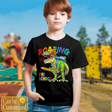 Back To School T-Rex Roaring, Personalized Dinosaur T Shirt, Back To School Gift