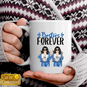 Besties Forever, Gift For Best Friends Besties, Personalized Custom Women’s Mug