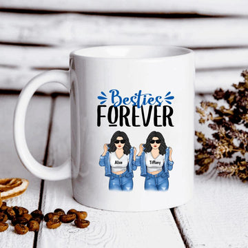 Besties Forever, Gift For Best Friends Besties, Personalized Custom Women’s Mug