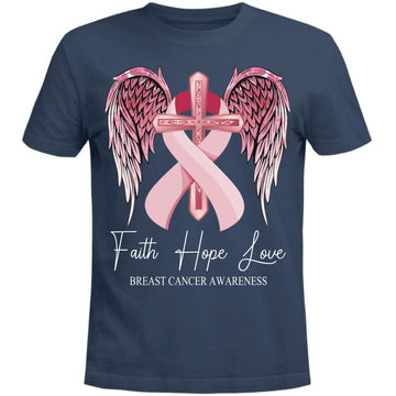 Faith Hope Love Pink Ribbon Breast Cancer Awareness Shirt