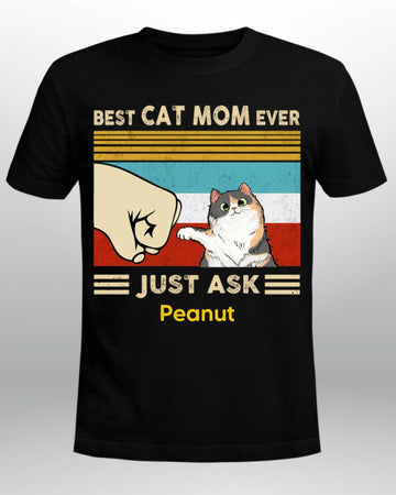 Best Cat Mom Fluffy Cat Personalized Gift T shirt