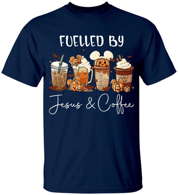 Funny Fueled By Coffee Jesus Caffeine Lover Thanksgiving Day Shirt