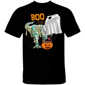 Ghost Dinosaur T-rex Funny Boo Halloween Boys Men Pumpkin Shirt