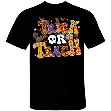 Retro Vintage Groovy Trick Or Teach Funny Halloween Costume Shirt