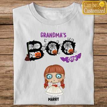 Personalized Shirt Halloween Gift For Member Of Family - Boo Crew Halloween Cartoon - Grandma's  Halloween Shirts