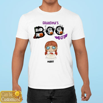 Personalized Shirt Halloween Gift For Member Of Family - Boo Crew Halloween Cartoon - Grandma's  Halloween Shirts