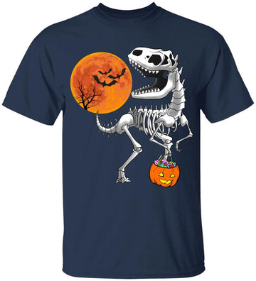 Halloween Dinosaur T Rex Skeleton Scary Boys Kids Teens Shirt