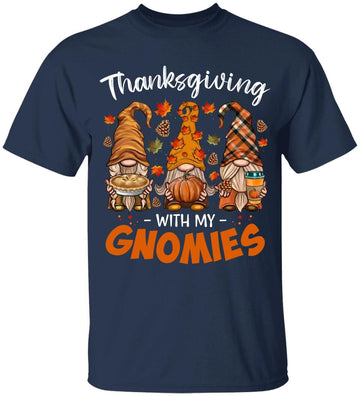 Thanksgiving With My Gnomie Leopard Pumpkin Funny Autumn Gnomes Shirt