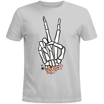 Floral Skeleton Hand Peace Shirt Skeleton Hand Peace Sign T-Shirt