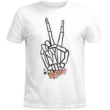 Floral Skeleton Hand Peace Shirt Skeleton Hand Peace Sign T-Shirt