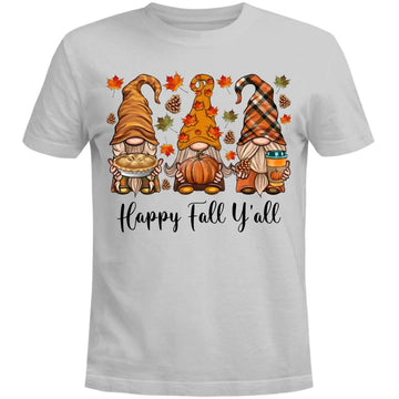 Happy Fall Y'all Gnome Leopard Pumpkin Funny Autumn Gnomes Shirt