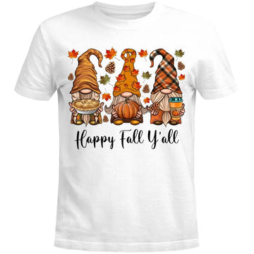 Happy Fall Y'all Gnome Leopard Pumpkin Funny Autumn Gnomes Shirt