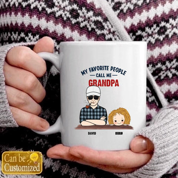Favorite People Call Me Grandpa Man And Kids Personalized Gift Coffee Mug