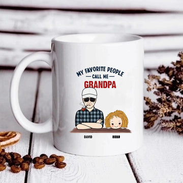 Favorite People Call Me Grandpa Man And Kids Personalized Gift Coffee Mug