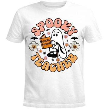 Funny Spooky Season Retro Spooky Teacher Halloween Costume T-Shirt