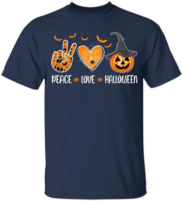 Peace Love Halloween Funny Halloween Costume Cool Pumpkin Shirt