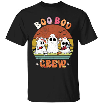 Retro Boo Boo Crew Nurse Ghost Funny Halloween Costume Matching T-Shirt