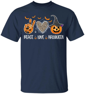 Peace Love Halloween Funny Halloween Costume Cool Pumpkin Shirt