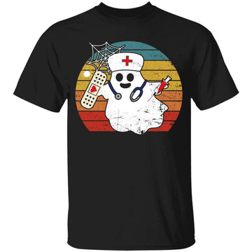 Nurse Ghost Scrub Top Halloween Costume For Nurses Women RN Shirt