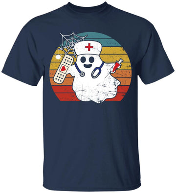 Nurse Ghost Scrub Top Halloween Costume For Nurses Women RN Shirt