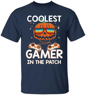 Kids Halloween Coolest Gamer In The Patch Boys Girls Pumpkin Shirt