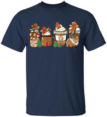 Merry Christmas Coffee Sweets Winter Cozy Coffee Lovers T-Shirt Funny Cup Winter Snowman Candy Cane Gingerbread