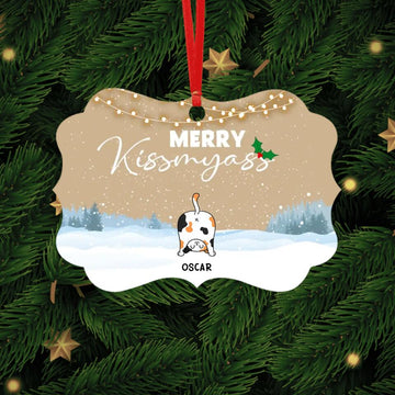Merry Kissmyass Personalized Christmas Cat Ornament, Gift For Cat Lovers