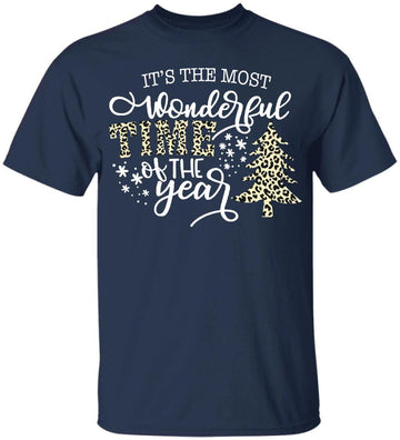 It's the Most Wonderful Time of the Year Leopard Pattern Shirt, Christmas T-Shirt, Christmas Gift Designs