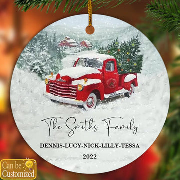 Personalized Family Christmas Ornament, Christmas Truck Ornament With Family Member Names, Christmas Family Ornament, Custom Family Keepsake