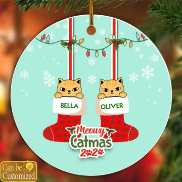 Meowy Catmas Personalized Cat Decorative Christmas Ornament