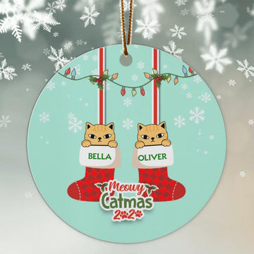 Meowy Catmas Personalized Cat Decorative Christmas Ornament