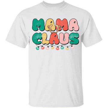 Mama Claus Shirt Christmas Pajama Family Matching Xmas Light T-Shirt