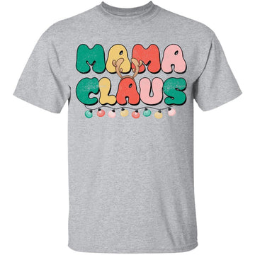 Mama Claus Shirt Christmas Pajama Family Matching Xmas Light T-Shirt