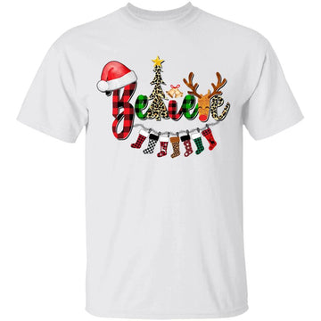 Funny Christmas Shirt Believe In Santa Claus Family Matching T-Shirt