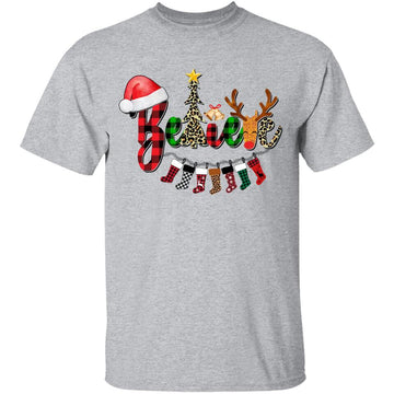 Funny Christmas Shirt Believe In Santa Claus Family Matching T-Shirt