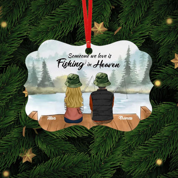 Personalized Custom Fishing Aluminum Ornament, Memorial Gift Idea ChristmasFamily, If We Could Go Fishing One More Time