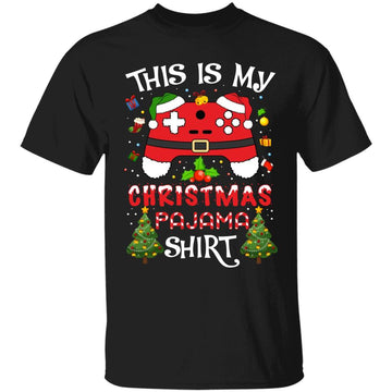 This is My Christmas Pajama Santa Hat Gamer Video Game Games T-Shirt