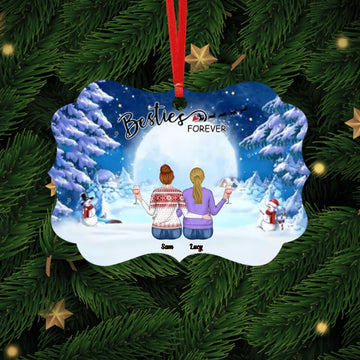 Personalized Christmas Friends Aluminum Ornament, Gift for Best Friends, Besties, BFF, Besties Forever