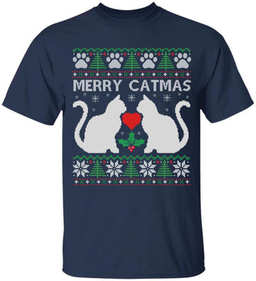 Funny Merry Catmas Ugly Christmas Sweater Shirt Xmas Graphic Tee