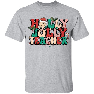 Holly Jolly Santa Christmas Smiling Teacher 2023 Shirt