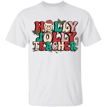 Holly Jolly Santa Christmas Smiling Teacher 2023 Shirt